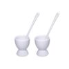 Eierdopjes m/lepel wit set van 2
