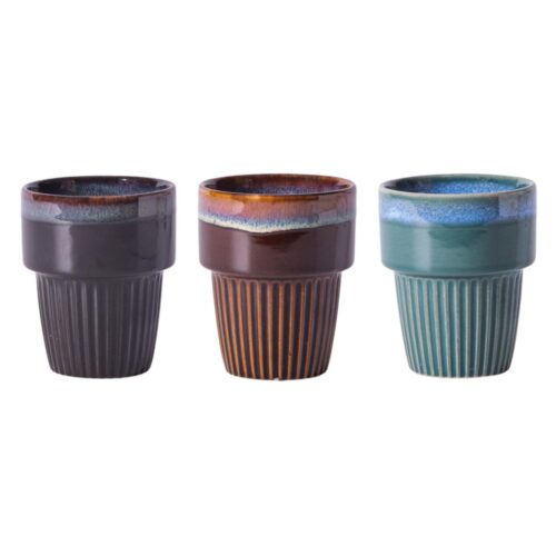 Koffiemok 'rib' Ø 7,5 cm 200 ml assorti
