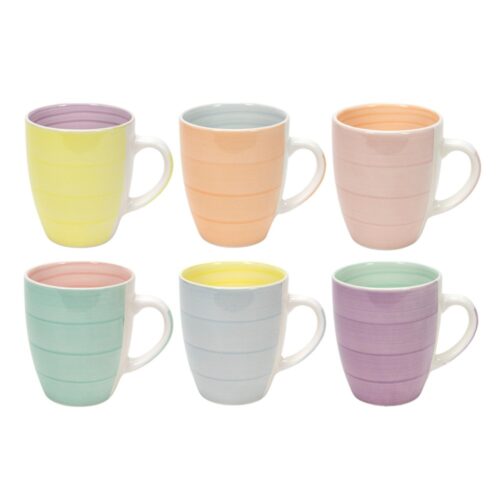 Koffiemok m oor, 340ml pastel 2-tone 6 assorti (assortiment – willekeurige uitvoering)