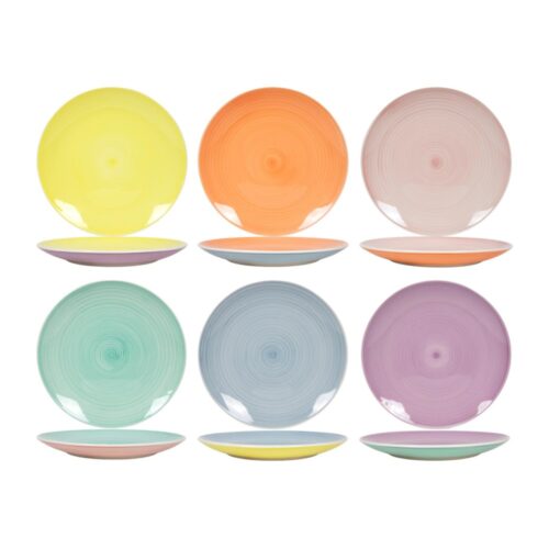 Dinerbord Ø26,5cm 2-tone pastel, 6 assorti (assortiment – willekeurige uitvoering)