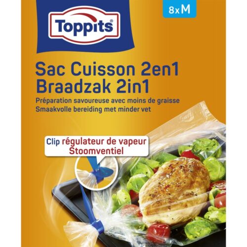 Toppits Braad- en Stoomzakken 2-in-1 8 stuks