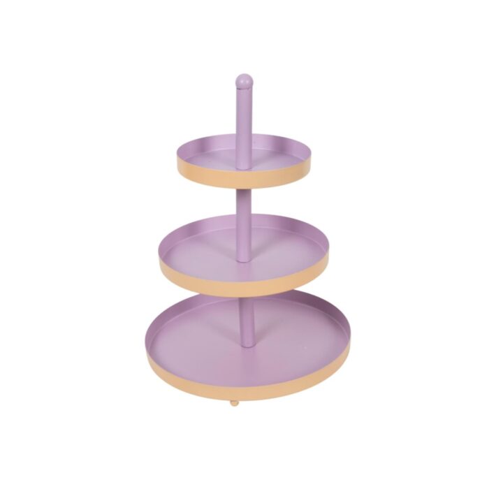 Etagere metaal, 3 laags, ø25*h35cm, coral lilac