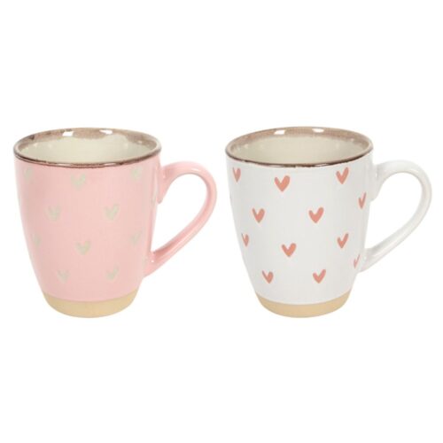 Koffiemok hartjes roze/wit 220ml assorti