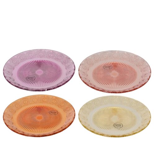 Ontbijtbord glas 18 cm 4 assorti (assortiment – willekeurige uitvoering)