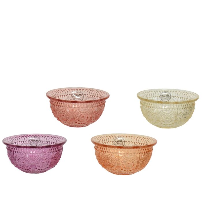 Schaal glas 4 assorti 12,7 cm