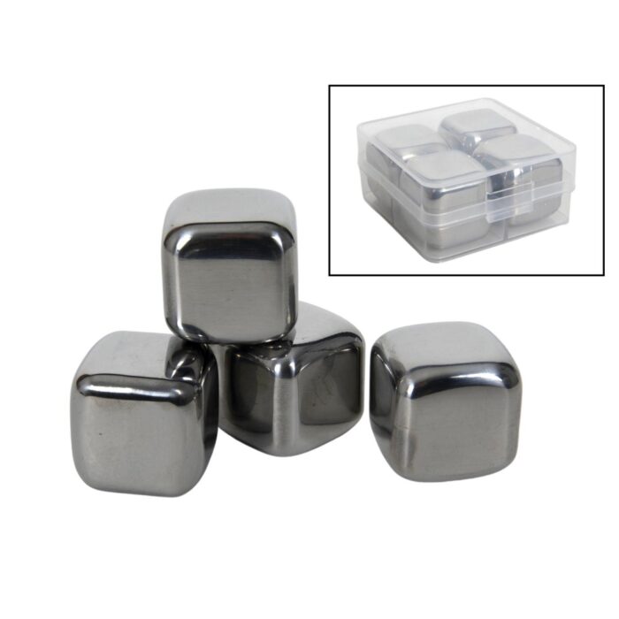 IJsblokjes RVS 4 stuks 6,3 x 6,3 x 3 cm