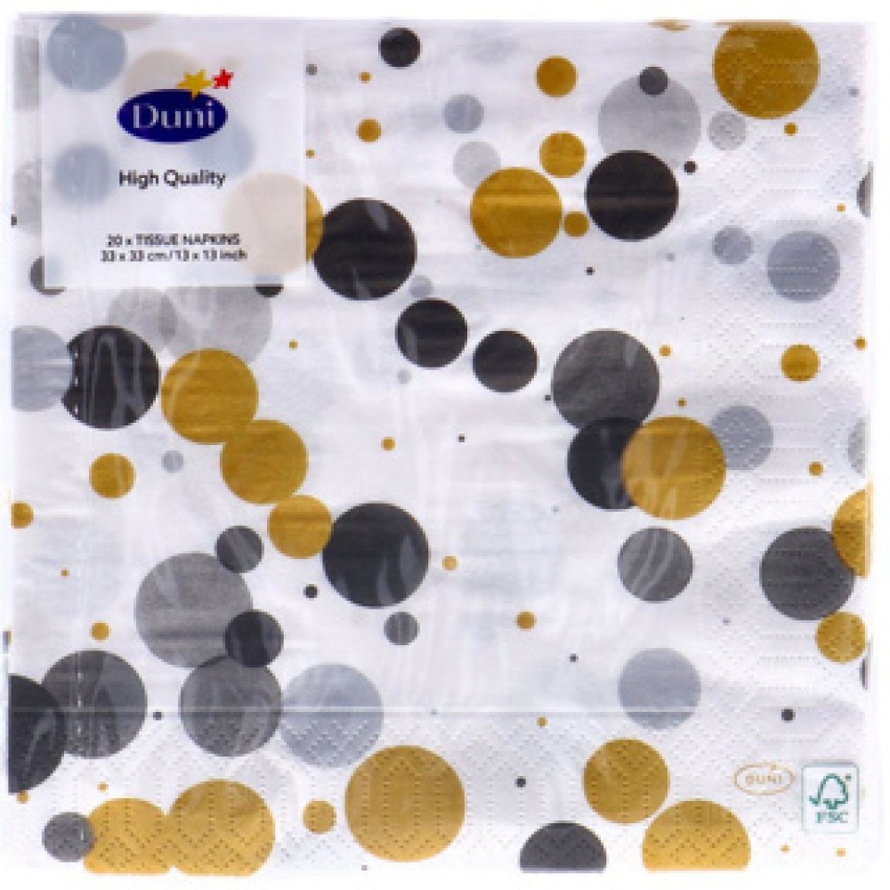 Servetten Festive Bubbles Black 33x33 cm - Afbeelding 2