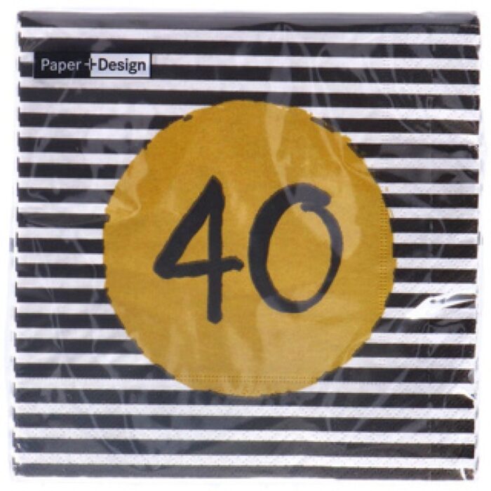 Servetten 40th Birthday 33x33 cm - Afbeelding 2
