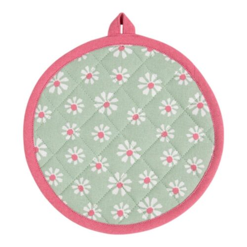 Daisy flowers pannenlap onderzetter rond groen 20 cm