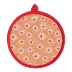 Daisy flowers pannenlap onderzetter rond oranje  20 cm