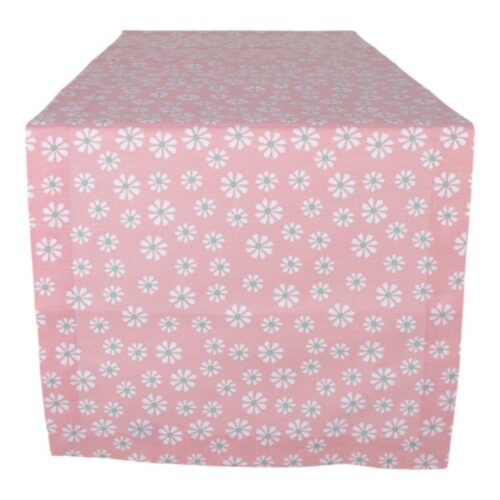 Daisy flowers tafelloper roze 50x140 cm