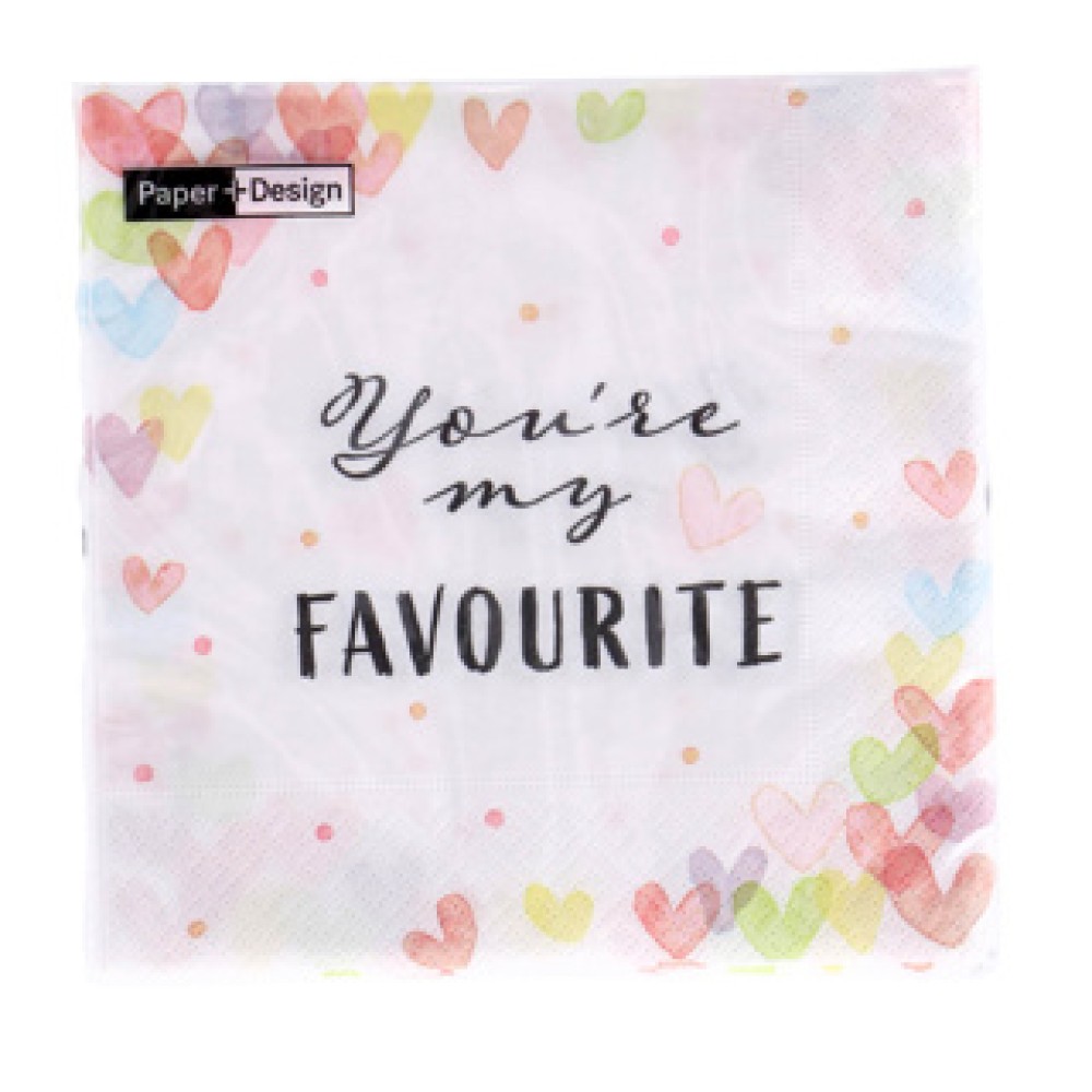 Servetten Hearts Favour 33x33 cm - Afbeelding 2