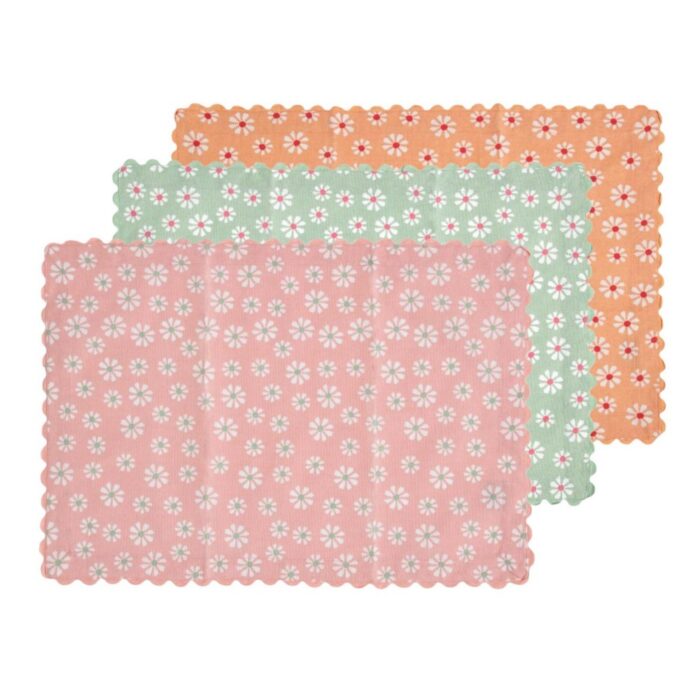 Daisy flowers placemat mix colours 35x50 set 3