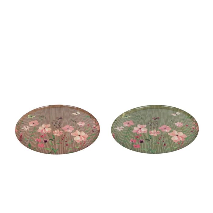 Dienblad floral 2 assorti metaal 34x34x1,5cm