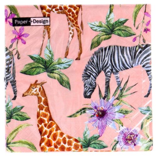 Servetten Zebras & Girafes 33x33 cm