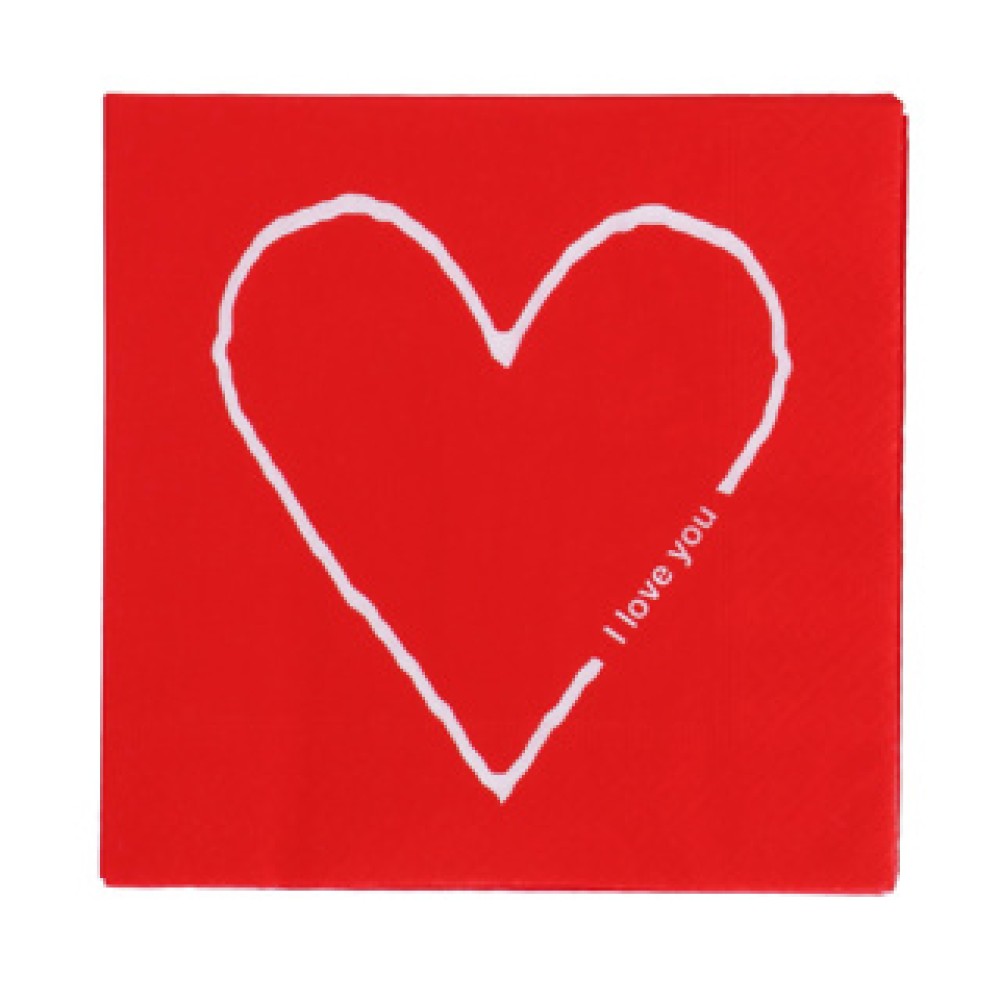 Servetten I Love You 33x33 cm - Afbeelding 3