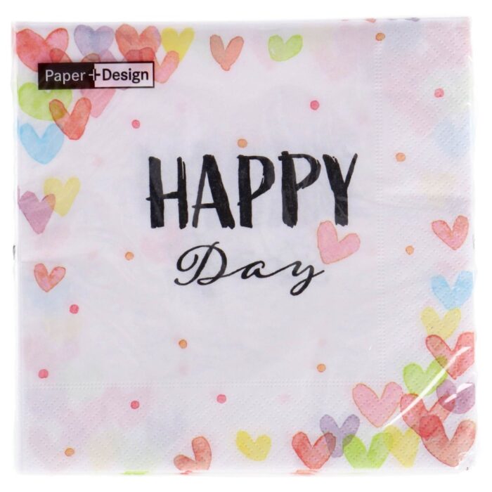 Servetten Hearts Happy 33x33 cm