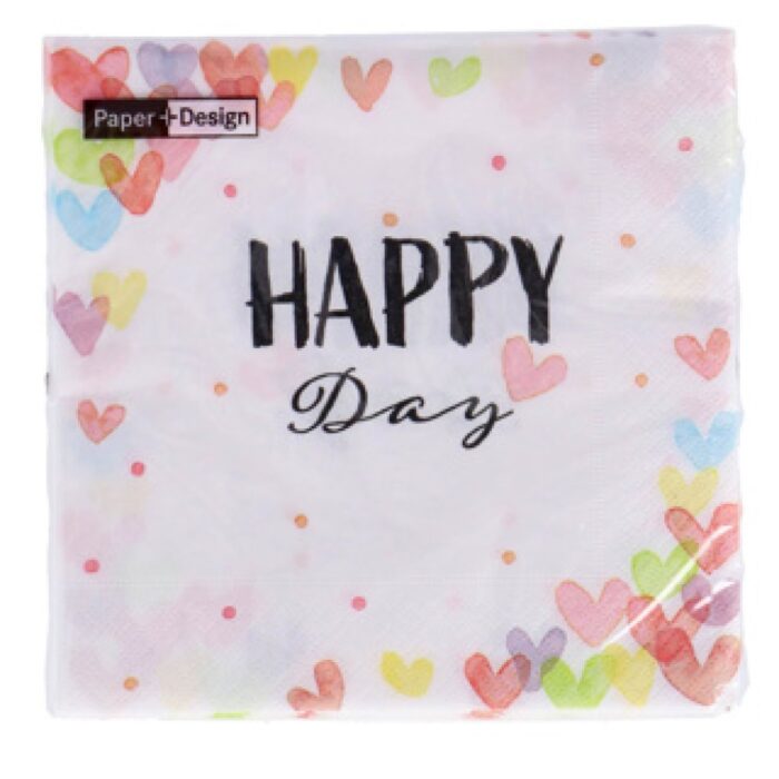 Servetten Hearts Happy 33x33 cm - Afbeelding 2