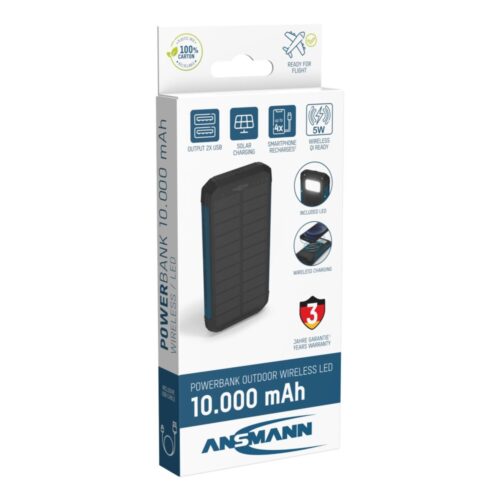 Ansmann outdoor powerbank met zonnepaneel , led-lamp, 2x USB-A Poort
