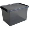 Comfort line opbergbox 22 liter transparant grijs/zwart 40 x 30 x 26 cm