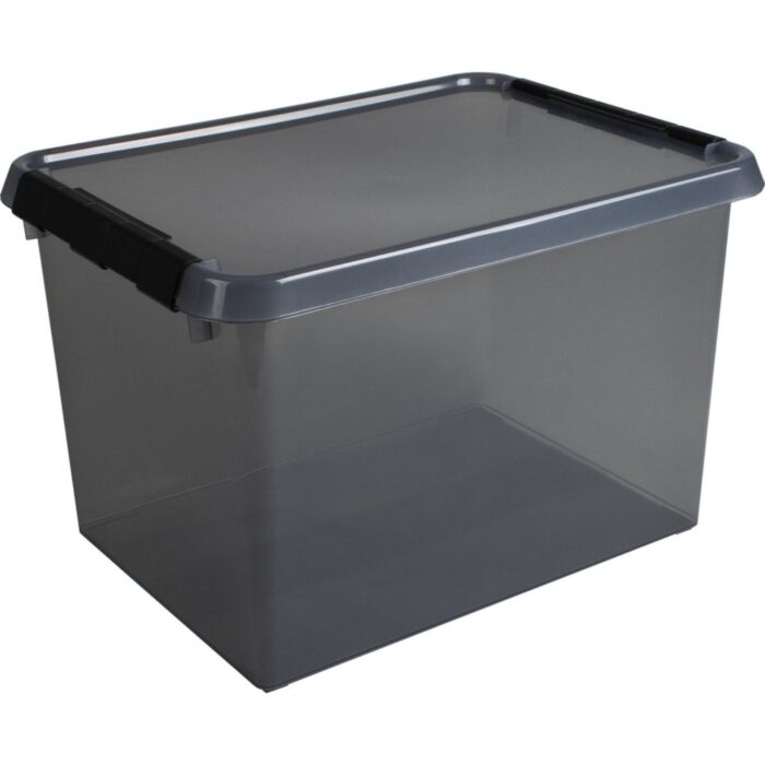 Comfort line opbergbox 22 liter transparant grijs/zwart 40 x 30 x 26 cm