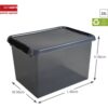 Comfort line opbergbox 22 liter transparant grijs/zwart 40 x 30 x 26 cm