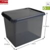 Comfort line opbergbox 52 liter transparant grijs/zwart 50 x 40 x 38 cm