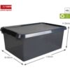 Comfort line opbergbox 45 liter transparant grijs/zwart 60 x 40 x 26 cm