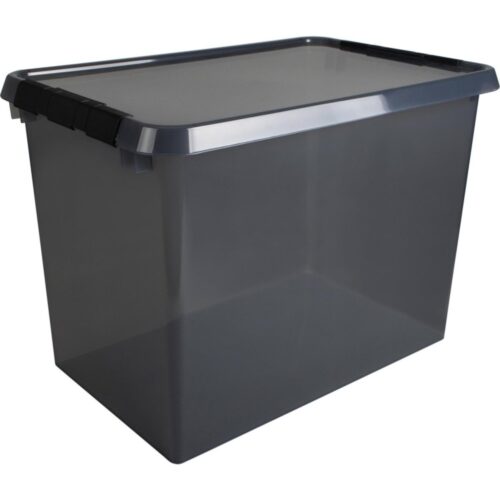 Comfort line opbergbox 72 liter transparant grijs/zwart 60 x 40 x 42 cm