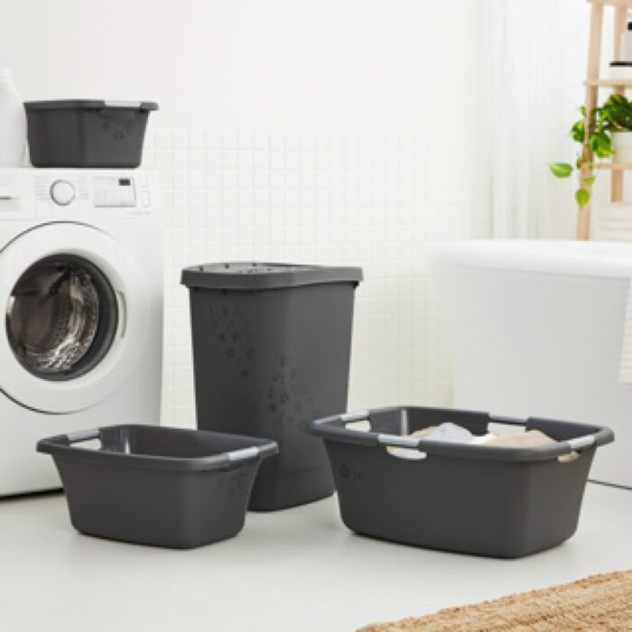 Rotho wasmand 25 liter flowers grey - Afbeelding 3