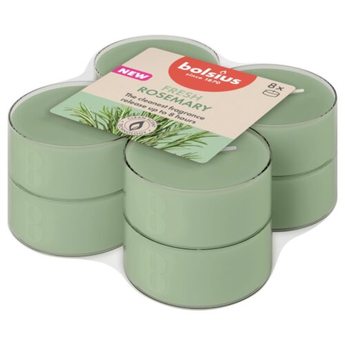 Bolsius maxilichten clear cup 8u true scents rosemary