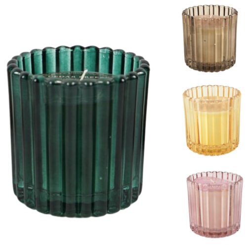Geurkaars in glas 7,5 x 7,5 cm 4 assortiment (assortiment – willekeurige uitvoering)