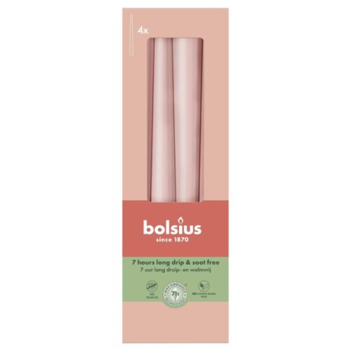 Bolsius gotische kaarsen 245/24 doos 4 misty pink