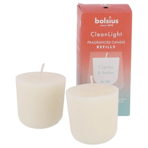 Bolsius Navulling Clean Light pack 2 Cypress &  Amber