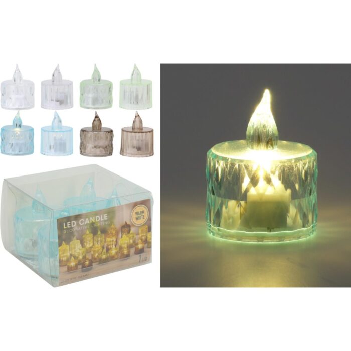 Kaarsje met led 4 stuks 4 assorti