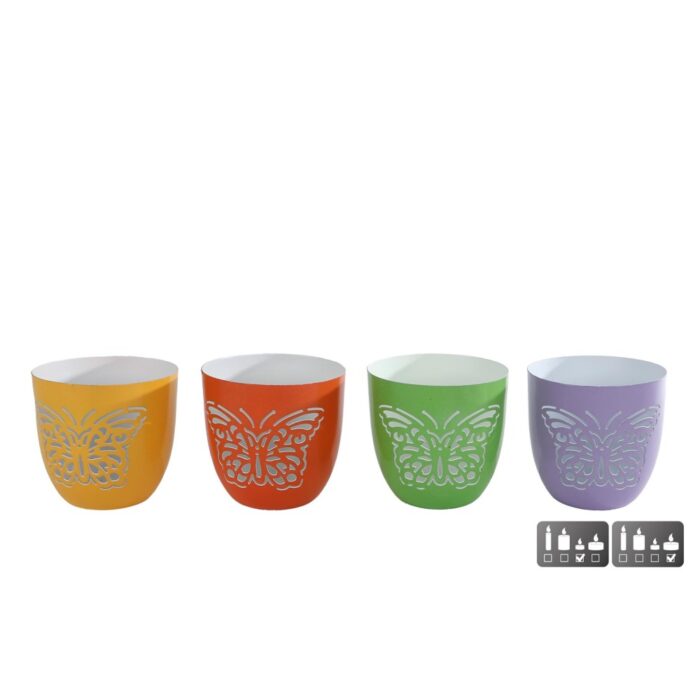 Theelichthouder Vlinder 4 assorti metaal
