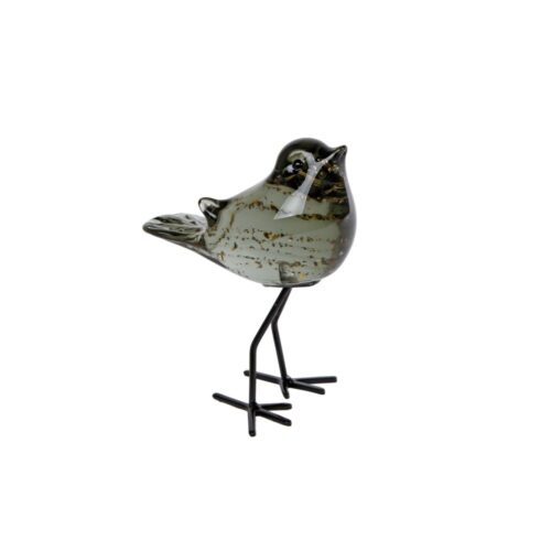 Sculptuur vogel finch glas 11x8x14 cm