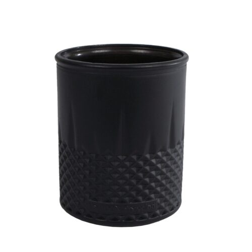 Theelichthouder Diamond mat zwart glas 9x9x10,5cm