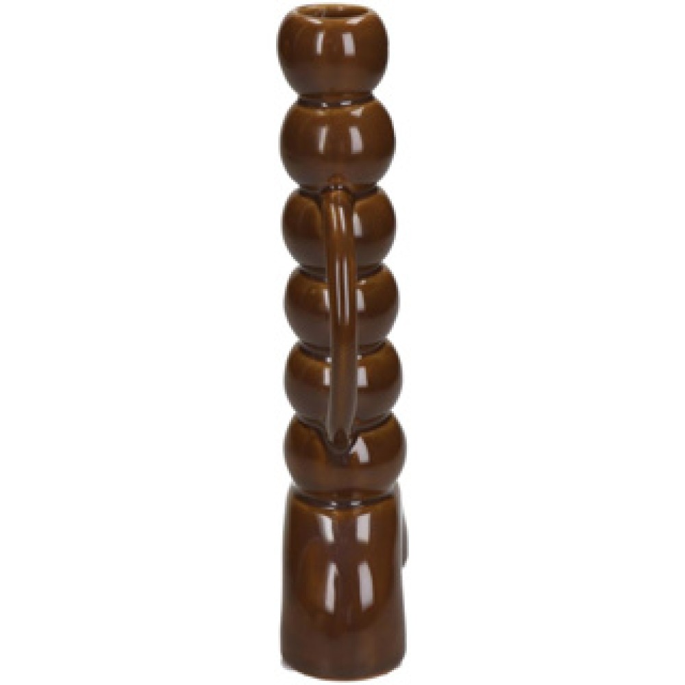 Kandelaar Fine Earthenware Brown 10x4.5x21.5cm - Afbeelding 2