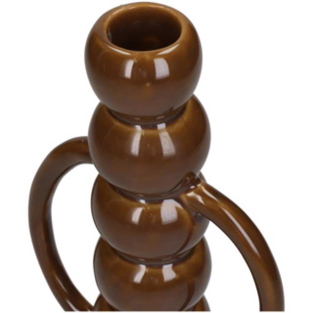 Kandelaar Fine Earthenware Brown 10x4.5x21.5cm - Afbeelding 3
