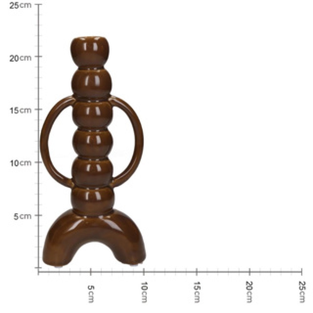 Kandelaar Fine Earthenware Brown 10x4.5x21.5cm - Afbeelding 4