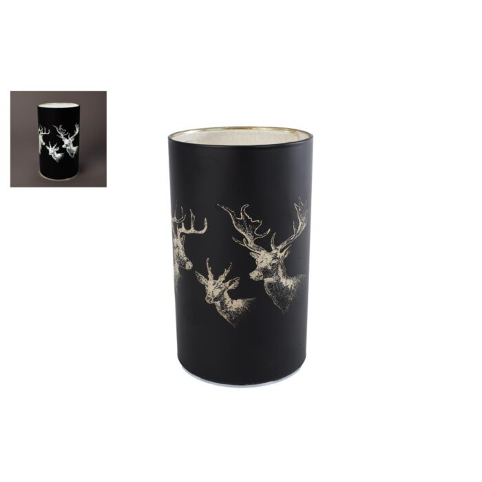 Sfeerverlichting LED Hert mat zwat glas 9x9x15cm