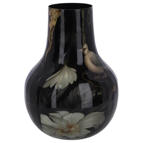 Vaas pigeon L zwart metaal 22x22x30 cm