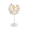 Theelichthouder op voet Leaf Lina crème/goud  metaal 10x10x21cm