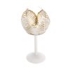 Theelichthouder op voet Leaf Lina crème/goud  metaal 10x10x21cm
