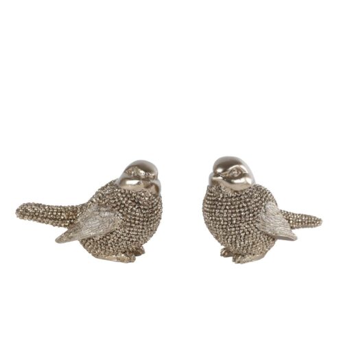 Sculptuur Vogeltje goud 2 assorti 8x4,5x5cm (assortiment – willekeurige uitvoering)