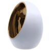 Theelichthouder Pim S goud/wit aardew 9,5x9,5 x12,5cm