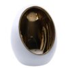 Theelichthouder Pim S goud/wit aardew 9,5x9,5 x12,5cm