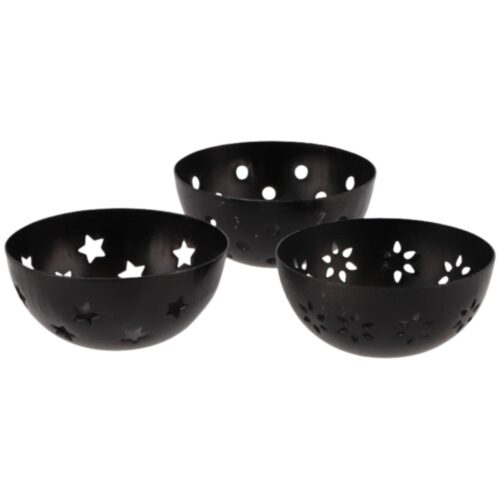 Theelicht / geurblokjeshouder Amber metaal 7,5 cm (assortiment – willekeurige uitvoering)