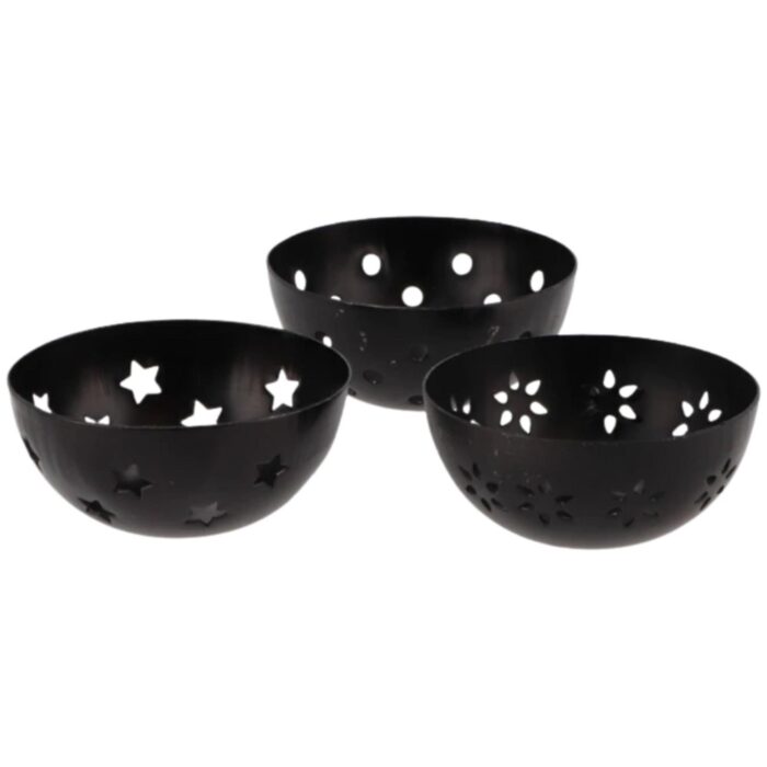 Theelicht / geurblokjeshouder Amber metaal 7,5 cm